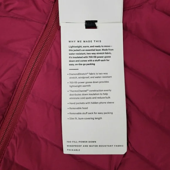 Lululemon Pack It Down Jacket Pomegranate 4 nwt - Picture 3 of 5